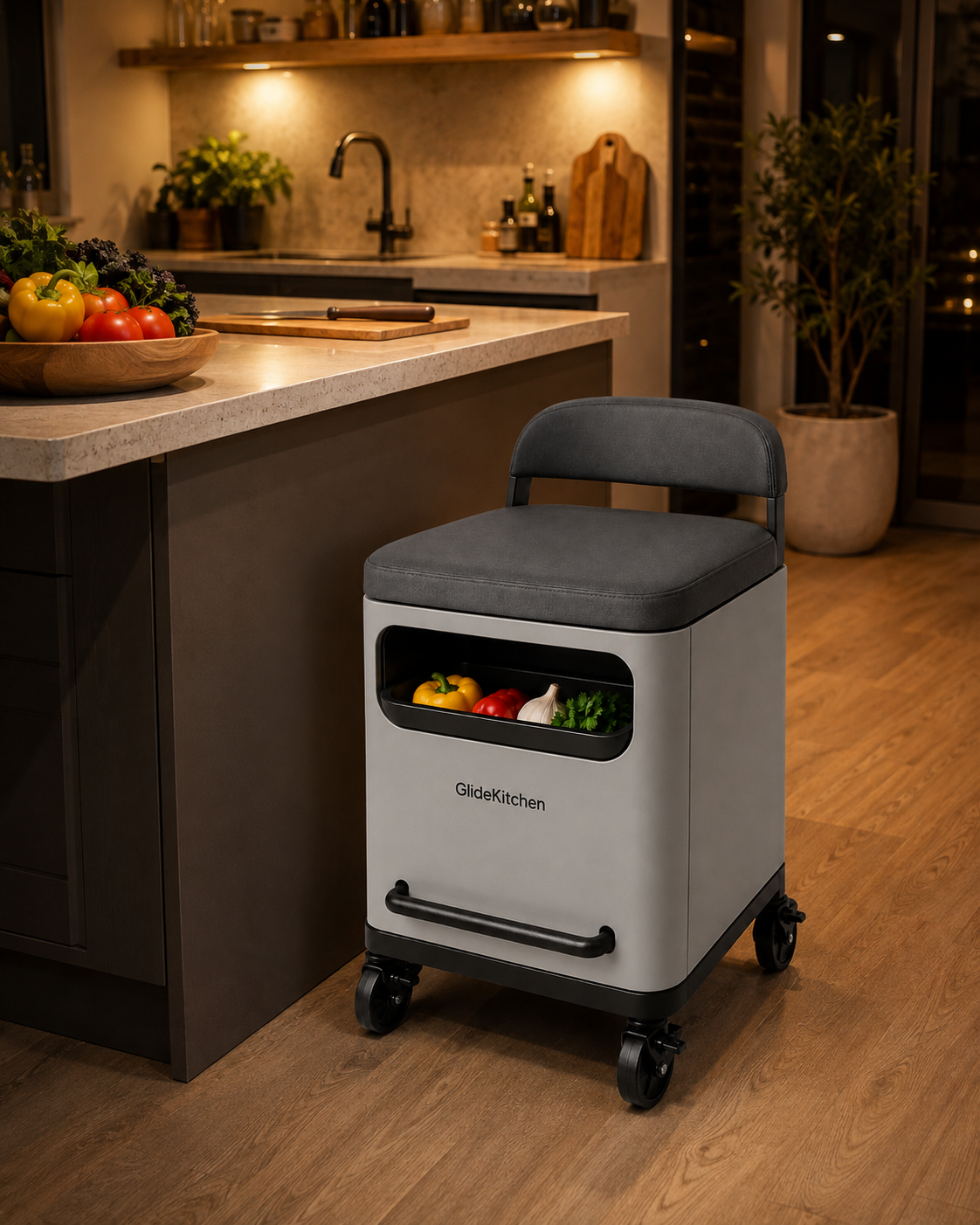 GlideKitchen en una cocina iluminada al final del día